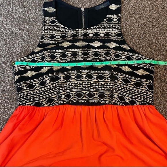 THML Womens Geometric Knit Bodice Fit & Flare Dress Red Black Large Sleeveless - Picture 5 of 6